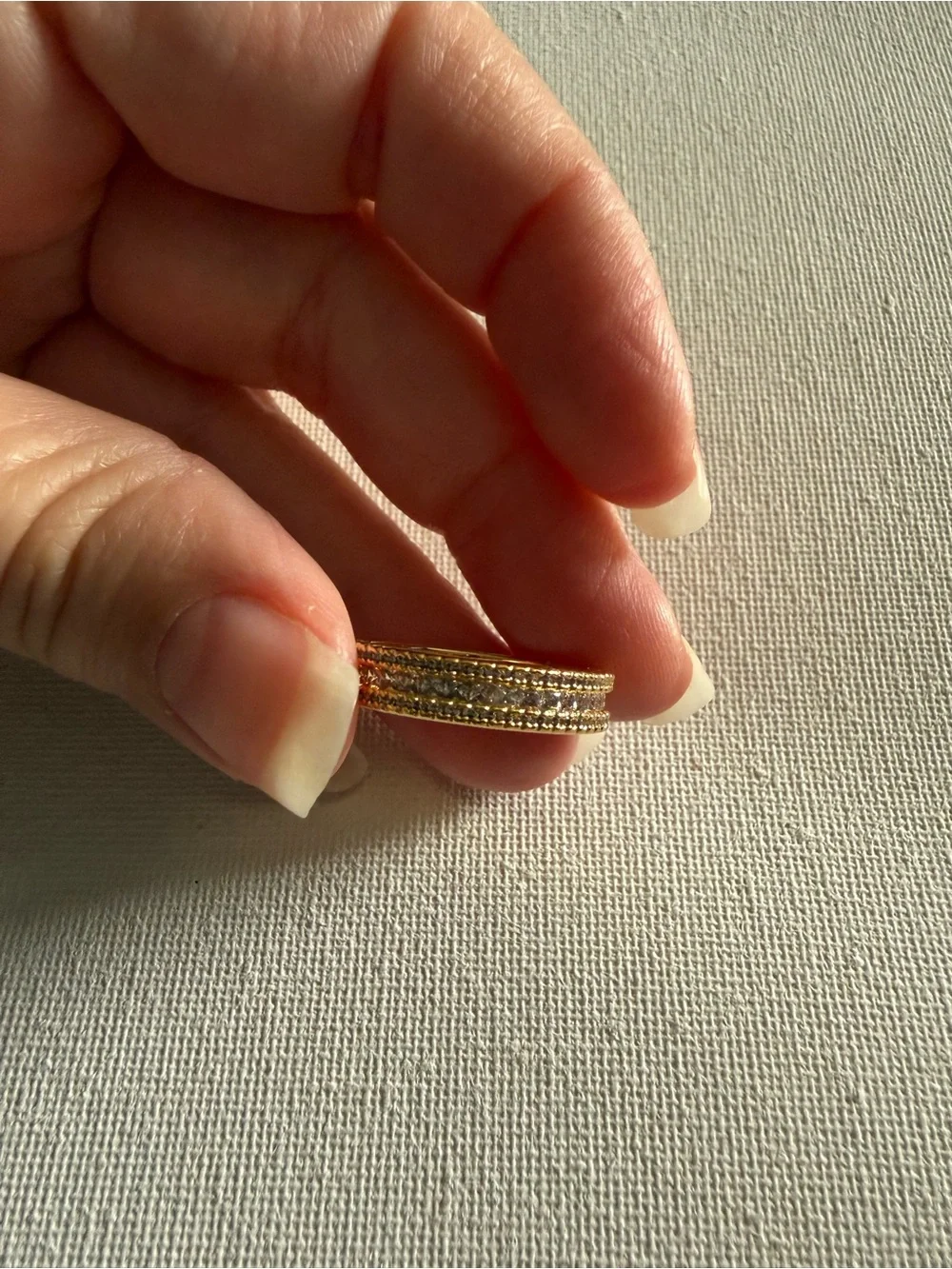 NEW Nordstrom Gold-Tone Crystal Triple -Row Band Ring 6
